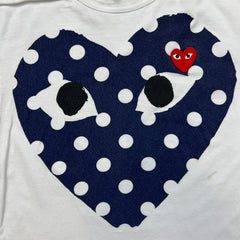 Comme des Garcons Play T Shirt Mens Small White CDG Play Polka Dot Heart Tee