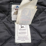 Vintage 80s  John Deere Jacket Mens Large Green Welland Works Loader Wool Leather Varsity