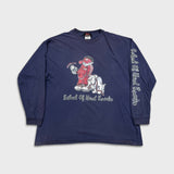 Vintage 90s School Of Hard Knocks Long Sleeve Tee Mens 2XL Blue USA Bulldog Shirt
