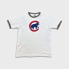 Vintage 2007 Chicago Cubs T Shirt Mens Large White MLB Baseball Distressed Ringer Tee
