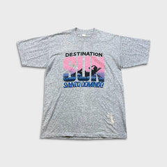 Vintage 80s Destination Sun Santo Domingo T Shirt Mens Large Gray Single Stitched Tee