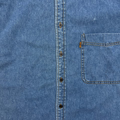 Vintage 90s Levi's Denim Shirt Mens XL Blue Orange Tab Western Button Up