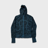 Lululemon Scuba Hoodie Stretch Womens Size 8 Blue AOP Floral Print Full Zip Yoga