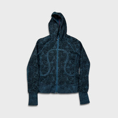 Lululemon Scuba Hoodie Stretch Womens Size 8 Blue AOP Floral Print Full Zip Yoga
