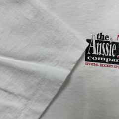 Vintage 90s The Aussie T Hockey T Shirt Mens Medium White USA Sportswear NHL Tee