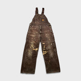 Vintage Carhartt Mens 38x30 Brown Duck Bib Double Knee Carpenter Workwear Overalls