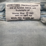 Vintage 1993 Looney Tunes Denim Shirt Mens XL Blue Light Wash Cartoon Classics