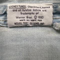 Vintage 1993 Looney Tunes Denim Shirt Mens XL Blue Light Wash Cartoon Classics