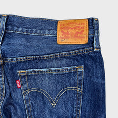 Levi's 501 T Jeans Mens 32x28 Blue Taper Fit Distressed Dark Wash Denim Pants