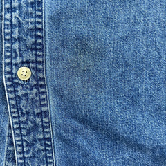 Chaps Ralph Lauren Denim Shirt Mens Large Blue Medium Wash Western Button Up