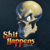 Vintage 1988 3D Emblem Sh*t Happens T Shirt Mens Medium Black USA Single Stitch Tee