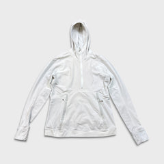 Lululemon Winter Sprinter Hoodie Womens Size 12 White 1/2 Zip Hooded Sweater