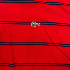 Vintage Lacoste Shirt Mens XL Red Classic Striped Preppy 90s Polo Short Sleeve