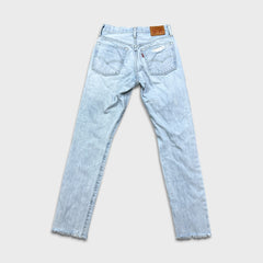 Levi's 501 S Jeans Women 26x29 Blue Skinny High Rise Light Wash Distressed Denim Pants