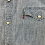 Levi's Barstow Denim Shirt Mens 2XL Blue Light Wash Slim Fit Western Pearl Snap