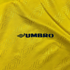 Vintage 90s Umbro Soccer Jersey Mens Small Yellow Athletic Short Sleeve