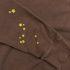 SS22 Sp5der Worldwide Angel Number Hoodie Mens Medium Brown 555 555 Hooded Sweater