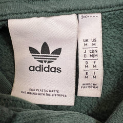 Adidas Originals Hoodie Mens Medium Green Trefoil Spell Out Hooded Sweater