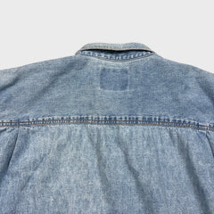 Vintage 90s Levi's Denim Shirt Mens XL Blue Orange Tab Western Button Up