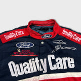 Vintage 90s Jeff Hamilton NASCAR Jacket Large USA Dale Jarret Ford Racing Quality Care