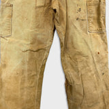 Carhartt Pants Mens 34x32 Beige Carpenter Thrashed Workwear Hammer Loop Canvas
