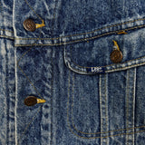 Vintage 90s Lee Storm Rider Denim Jacket Mens Large Blue Light Wash Blanket Lined Trucker Western