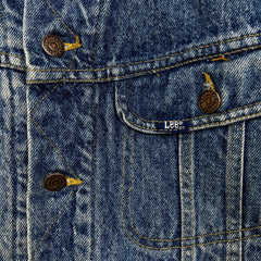Vintage 90s Lee Storm Rider Denim Jacket Mens Large Blue Light Wash Blanket Lined Trucker Western