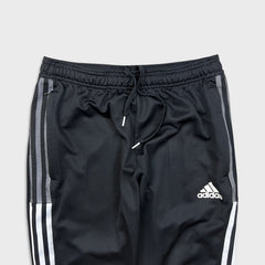 Adidas Track Pants Mens Medium Black 3 Stripe Spell Out Training Athletic Jogger