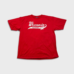 Vintage 90s Wisconsin Badgers University T Shirt Men 2XL Red Jansport Collegiate Tee