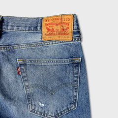 Levi’s 514 Jeans Mens 34x32 Blue Slim Straight Fit Light Wash Distressed Denim Pants