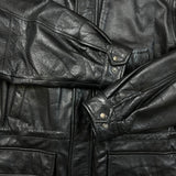 Vintage 90s Moores Bostonian Leather Jacket Mens Large Black Heavy Car Coat