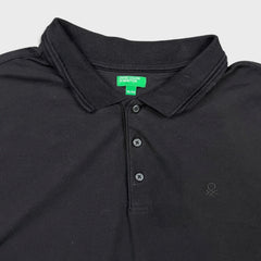 United Colors of Benetton Polo Shirt Mens XL Black Coolmax Short Sleeve Golf