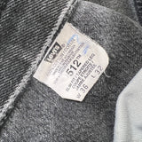 Vintage 90s Levi's 512 Jeans Mens 36x32 Black Slim Fit Taper Leg Fade Dark Wash Denim Pants