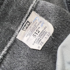 Vintage 90s Levi's 512 Jeans Mens 36x32 Black Slim Fit Taper Leg Fade Dark Wash Denim Pants