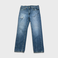 Levi's 514 Jeans Mens 34x30 Blue Slim Straight Fit Medium Wash Distressed Denim Pants