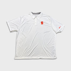 Nike Syracuse University Polo Shirt Mens 2XL White Dri Fit Sportswear