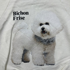 Vintage 90s Fruit of The Loom Sweatshirt Womens Medium White Bichon Frise Dog