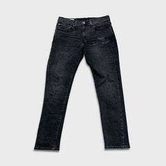 Levi's 512 Jeans Men 31x28 Black Slim Taper Leg Dark Wash Distress Stretch Denim Pants
