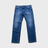 HUGO BOSS Jeans Mens 36x30 Blue Slim Straight Fit Stretch Medium Wash Denim Pants