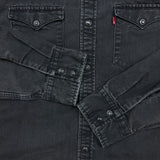 Levi's Standard Denim Shirt Mens Large Black Dark Wash Casual Western Pearl Snap