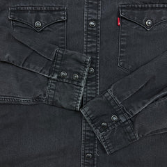 Levi's Standard Denim Shirt Mens Large Black Dark Wash Casual Western Pearl Snap