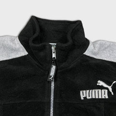 Vintage 90s PUMA Fleece Women XS Black Full Zip Outdoor Jacket