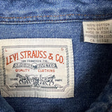 Vintage 90s Levi's Denim Shirt Mens XL Blue Orange Tab Medium Wash Button Up