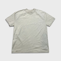 Fear of God Essentials T Shirt Mens Small Gray Rubberized Logo Short Sleeve Tee