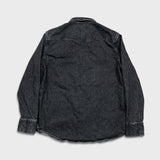 Levi's Barstow Denim Shirt Mens Large Black Dark Wash Slim Fit Western Pearl Snap