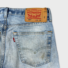 Levi's 501 Jeans Mens 31x32 Blue Original Fit Straight Distressed Denim Pants