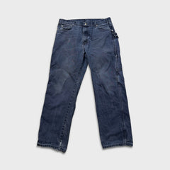 Dickies Pants Mens 36x32 Blue Faded Wash Carpenter Hammerloop Workwear Canvas