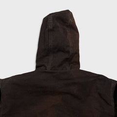 Carhartt Jacket Mens Small Brown J130 Duck Canvas Quilted Lined Faded Workwear