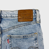 Levi's Ribcage Straight Jeans Womens 28x27 Blue High Rise Light Wash Distressed Denim Pants