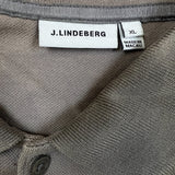 J Lindeberg Polo Shirt Mens XL Grey Pique Bridge Logo Sun Faded Golf Short Sleeve
